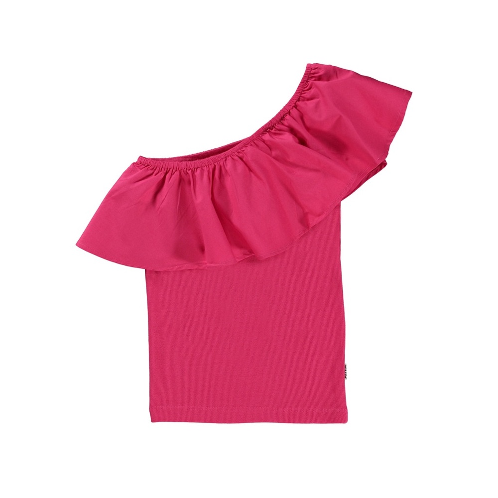 Molo Pink Rebecca Asymmetrical Ruffle Top